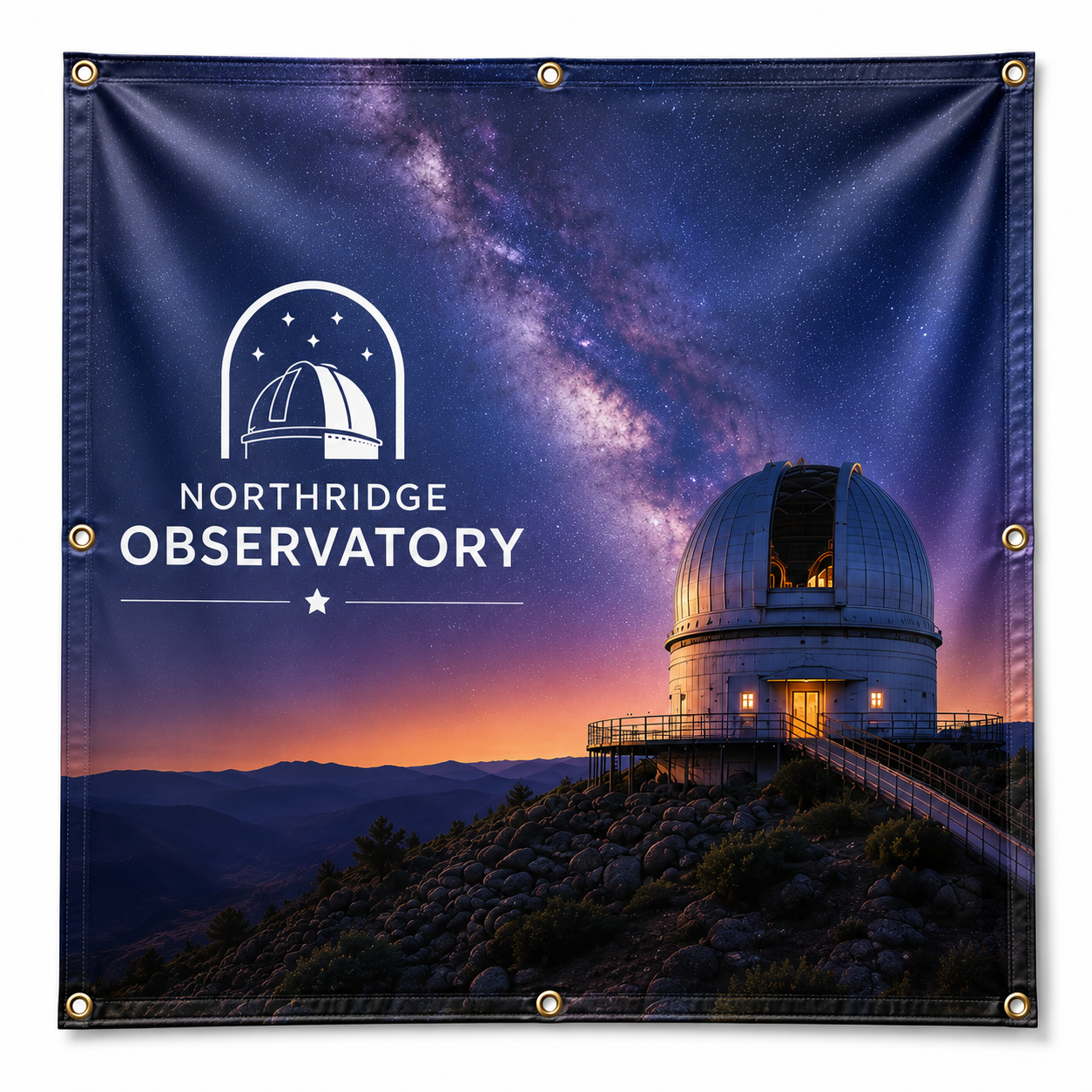 Shop custom 13 oz vinyl banners with single- or double-sided printing, hems, grommets, and reinforcement for events, promotions, storefronts, fences, buildings, and displays.